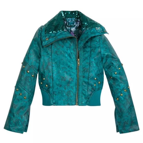 Disney Descendants Uma Faux Leather Moto Jacket Sz 11/12 - Picture 1 of 15